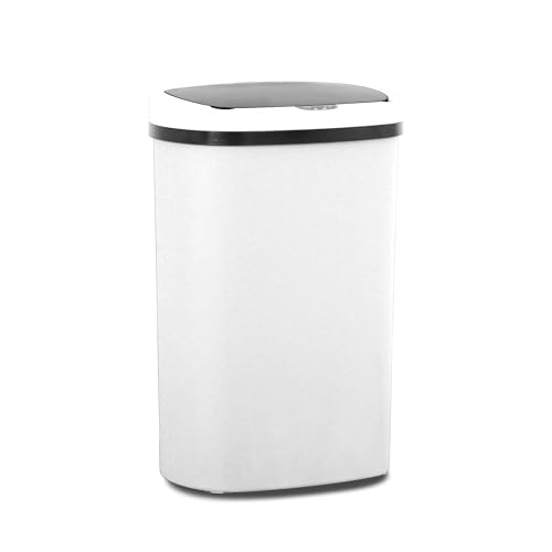 Automatic 13 Gallon Trash Can Set of 3,Soft Close Large Garbage Can with Lid,Indoor Smart Trashcans for Kitchen,Waterproof Trashcans for Kitchen,Touch-Free Trash Can,White - color: White, style: set of 3