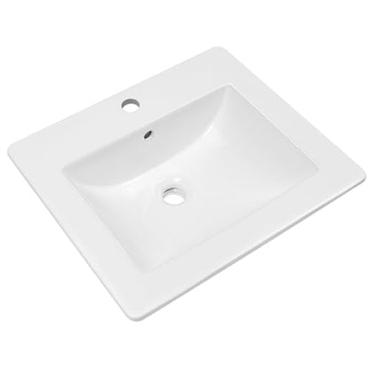 Enbol 21" x 18" Drop-In Bathroom Sink – White Ceramic Rectangular Semi Recessed Bathroom Vessel Sink Top Mount with Single Hole & Overflow (Model O2118） - style: 21.5" X 18.8"