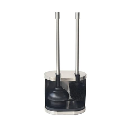Metal Toilet Bowl Brush and Plunger Set, Brushed Nickel