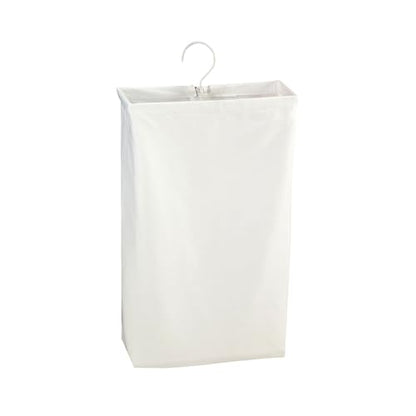 Household Essentials 148 Hanging Cotton Canvas Laundry Hamper Bag | White, 6" x 16" x 27" (Length x Width x Height) - color: White