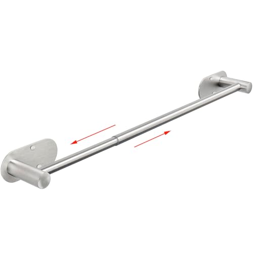 TocTen Self Adhesive Towel Bar, Stick Bath Towel Rack for Bathroom Adjustable 16-24", Stainless Steel Bathroom Towel Holder, No Drill Stick on Wall Towel Hangers for Bathroom(Brushed Nickel) - color: Brushed Nickel, size: 24 Inch