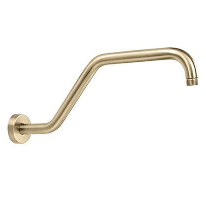 High Rise Shower Arm with Flange,15.5 Inch Gooseneck Shower Arm Extension,Stainless Steel S Shaped Shower Showerarm,Brushed Gold,9Z4MKK - color: Brushed Gold, style: Z Shaped