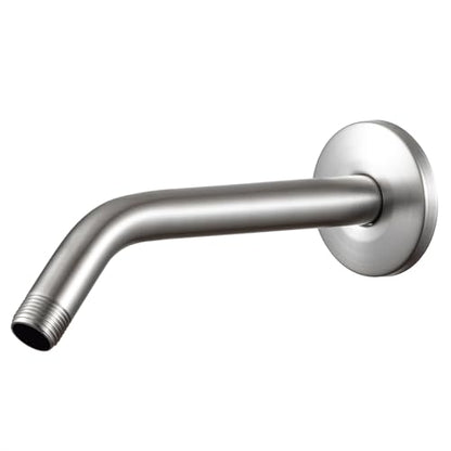 OFFO Shower Arm with Flange, 10 in Brushed Nickel Wall Mount Replacement Angle Shower Head Arm Wall-Mounted For Fixed Shower Head & Handheld Showerhead - color: Brushed Nickel, style: 10 in