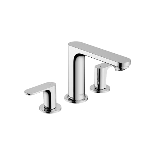 hansgrohe Rebris S Widespread Bathroom Faucet, 2-Handle, 3 Hole Bathroom Sink Faucet for Vanity with Pop-Up Drain Assembly, 1.2 GPM, Chrome, 72530001 - color: Chrome