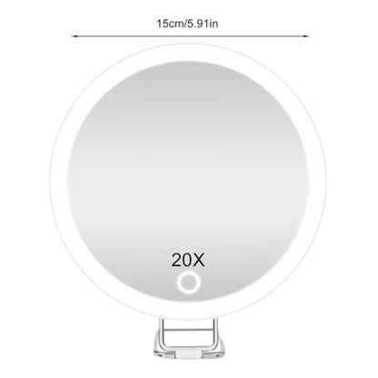Magnifying Mirror with Light 30x, Lighted Rechargeable Adjustable Brightness Handheld Makeup Mirror with Suction Cup,Foldable Dimmable Portable Travel Mirrors for Wall Tabletop Desk Bathroom