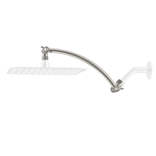 Hibbent All Metal 10'' Shower Head Extension Arm, Brushed Nickel | Solid Brass Adjustable Shower Arm with Lock Joint, Flexible Height & Angle, Universal Connection Shower Head Extender - color: Brushed Nickel, size: 10 Inch