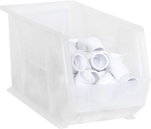 Akro-Mils 30265 AkroBins Plastic Storage Bins, 18"x8.25"x9", Clear, 6-Pack | Space-Saving Stackable Bins for Garage, Pantry, Craft Organization - color: Clear