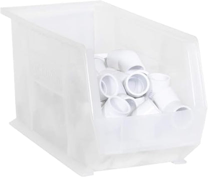 Akro-Mils 30265 AkroBins Plastic Storage Bins, 18"x8.25"x9", Clear, 6-Pack | Space-Saving Stackable Bins for Garage, Pantry, Craft Organization - color: Clear