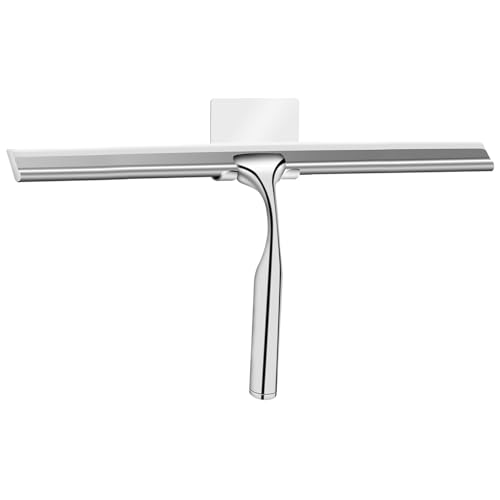 Shower Squeegees Stainless Steel with Self Adhesive Hook Window Squeegees for Shower Doors Bathroom Mirror Wiper, Window Glass Cleaning - size: 14 Inches