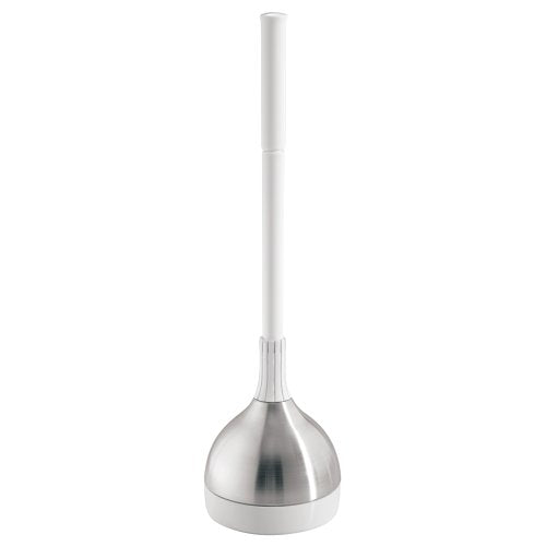 InterDesign Toilet Plunger and Holder for Bathroom Storage - Brushed Stainless Steel - color: White, style: Plunger