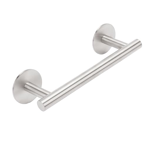 9" Self Adhesive Brushed Nickel Towel Holder, No Drill Small Bathroom Organizer, 304SS - color: Brushed Nickel, size: 9 Inch