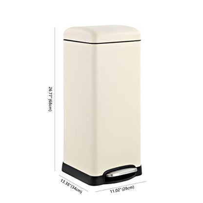happimess HPM1007F Betty Retro 8-Gallon Step-Open Trash Can with Soft-Close Lid, Fingerprint Resistant, Modern, Minimalistic for Home, Kitchen, Laundry Room, Office, Bedroom, Bathroom, Almond | Fingerprint Resistant, Removable Liner, Semi-Rectangular, Ste