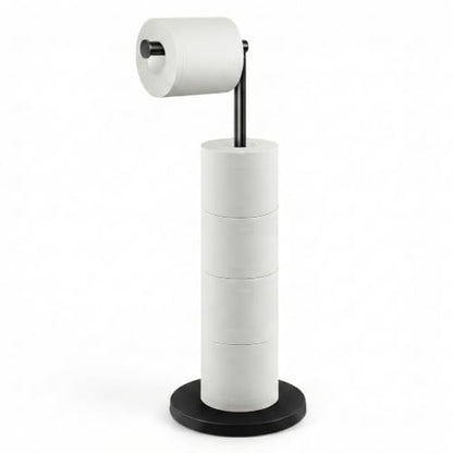 Cesun Free Standing Toilet Paper Holder Stand with Weighted Base, Black | SUS304 Rustproof Steel | Thick Non-Slip Base | Swivel Pivot Design | Slim Footprint | Holds 5 Rolls - color: Black