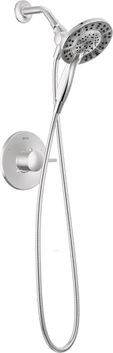 Delta Albion 14 Series Chrome Shower Faucet Set with In2ition 2-in-1 Dual Shower Head with HandHeld Spray Combo, Valve Trim Kit, Chrome T142855-I (Valve Not Included) - color: Chrome