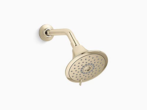 KOHLER 22169-AF Forte Multifunction Showerhead, Wall-Mount, 3 Spray Settings, 2.5 GPM, Vibrant French Gold - color: French Gold, size: 2.5 GPM