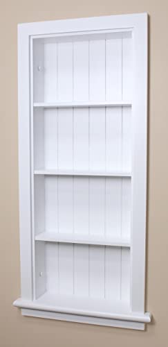 14x36 Aiden Recessed Wall Niche Medicine Cabinet Replacement, in The Wall Bathroom Cabinet Insert Shelf/Shelves, Made in North America, Real Wood, NO MDF, Beadboard, White - color: White 4 Shelf, size: 14x36