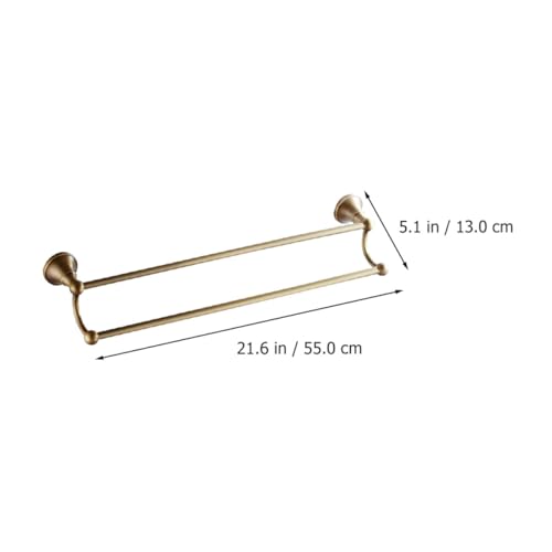 Brass Double Towel Bar Wall-Mounted Rack 55cm Antique Finish Bathroom Storage Holder Bathroom Towel Shelf Home Rack