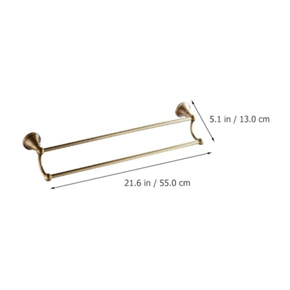 Brass Double Towel Bar Wall-Mounted Rack 55cm Antique Finish Bathroom Storage Holder Bathroom Towel Shelf Home Rack