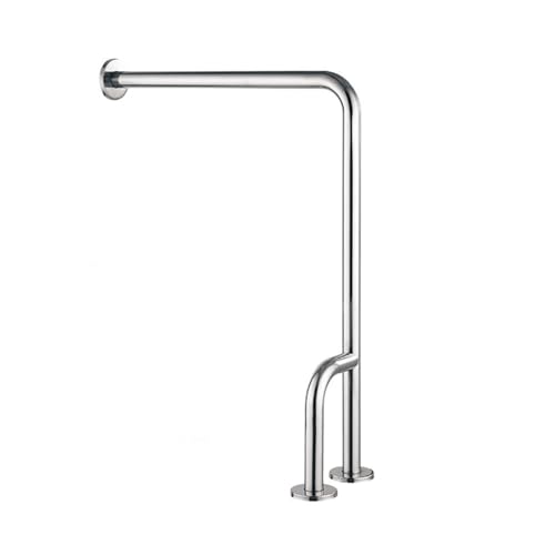 Shower Handicap Grab Bars for Bathroom Wall, Curved Stainless Steel Toilet Grab Bar Toilet with Legs,Wall Mounted Floor-Standing Safety Handrail, Support Handle for Seniors Disabled, 55×70cm Left - size: Left