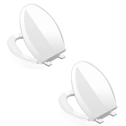 Toilet Seat Elongated, Toilet Seat Oval 18.5 Inch, Soft Close, PP Material, Easy Clean and Safe, No Yellow, White, 2 Pack - color: White, size: Elongated 18.5inch 2 PACK