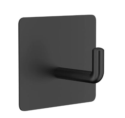 4-Piece Adhesive Towel Hook Set Waterproof Adhesive Bathroom, Kitchen, and Home Towel Rack Stainless Steel Self-Adhesive Hooks - color: Black