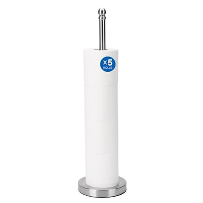 Songtec Toilet Paper Holder Stand Reserve for Bathroom, Floor Standing TP Holder for 4/5 Rolls, Stainless Steel (Brushed Nickel) - color: Brushed Nickel
