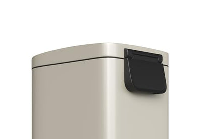 Garvee 1.6 gal / 6 L Metal Bathroom Trash Can with Lid, Slim Waterproof Garbage Can for Bedroom, Small Step-on Trash Bin with Inner Bucket, Rear Handle, Soft Close Lid, Sand Beige - color: Sand Beige, size: 1.6 Gallons