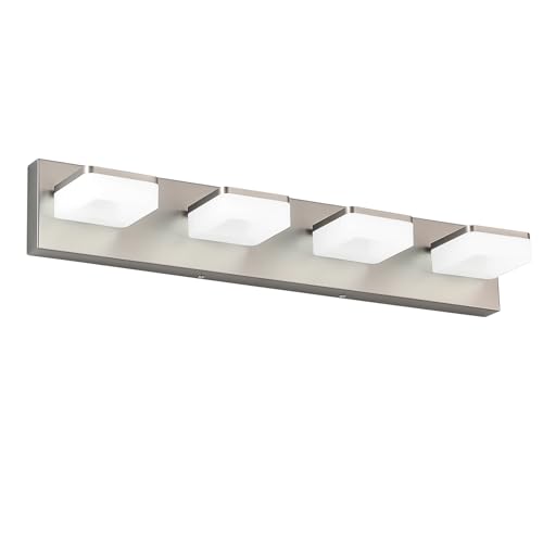 LED Vanity Light Fixture for Bathroom, 4-Light Brushed Nickel Bathroom Light Over Mirror, Modern Vanity Lighting Wall Light Fixtures - size: 4-Light,26Inch