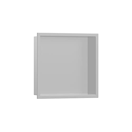hansgrohe XtraStoris Original Recessed Wall Niche with Integrated Frame 12"x 12"x 4" in Concrete Grey, 56061380 - color: Concrete Grey, size: 12"x 12"x 4"