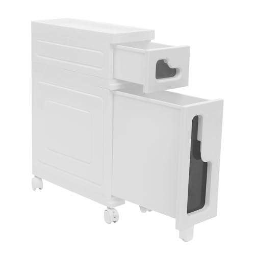 2 Tiers Slim Bathroom Storage Cabinet, 15.7" L X 6.3" W X 22" H Slim Rolling Cart, 66.14 Lbs Load-Bearing Capacity Narrow Storage Cabinet for Living Room, Kitchen, Bathroom, Office - size: 15.7" L X 6.3" W X 22" H