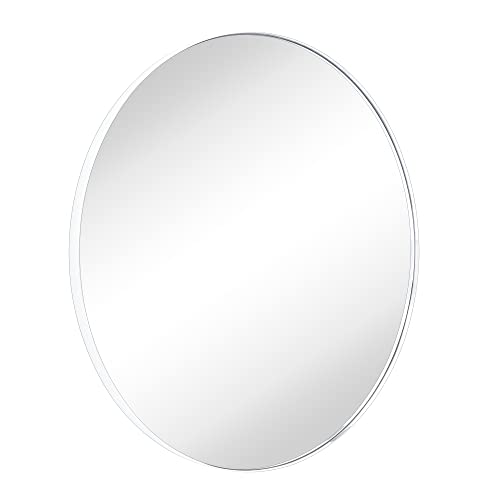 TEHOME 40 inch Chrome Round Mirror 40'' Polished Silver Circle Wall Mirror Circular Round Mirror for Bathroom Vanity, Entryway, Dresser and Mantel - color: Chrome, size: 40"L x 40"W