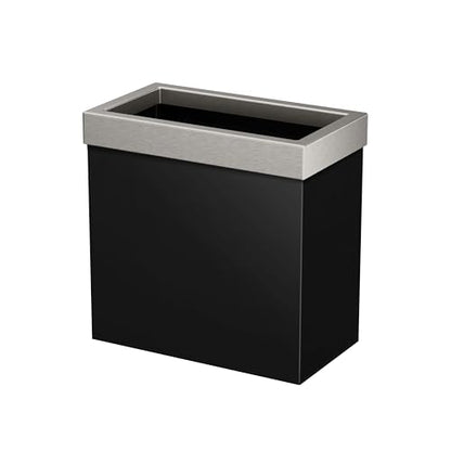 Gatco Small Bathroom Trash Can with Lid, Rectangle 3 Gallon Stainless Steel Wastebasket, Under Sink, Matte Black and Satin Nickel, for Bathroom, Bedroom, Office (1918SN) - color: Matte Black / Satin Nickel