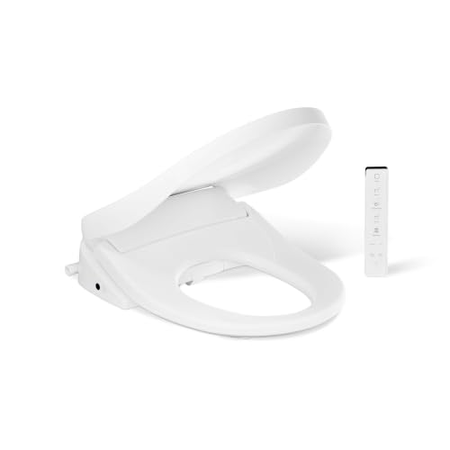 Kohler 39400-0 PureWash E835 Round-Front Electric Bidet Toilet Seat with Handheld Remote Control, Adjustable Position, Temperature and Pressure, Self Cleaning, Heated Seat, Warm Water + Air, White - size: Round