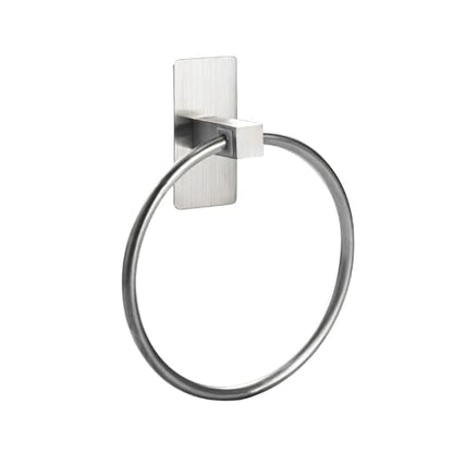 Strong Adhesive Towel Rings for Bathroom Wall Mounting Hand Towel Holder with Large Base Strong Sticky Hook Stick on Hook - color: Silver