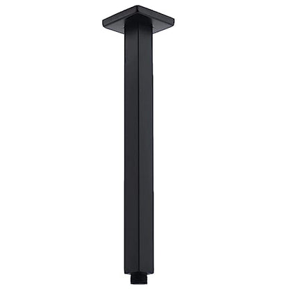 Ceiling Mount Shower Arm with Flange 20 Inches Square Straight Extender Extension Pipe Replacement, Long Shower Arm For Fixed Rain Shower Head or High Ceiling,Matte Black - color: Black, style: 20inch