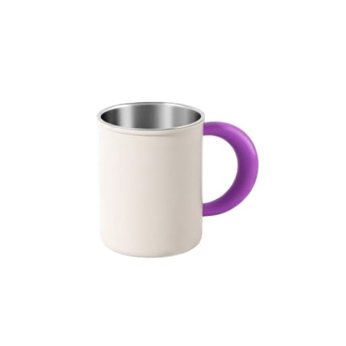Bathroom 10oz Mouthwash Cup, 316 Stainless Steel Inner with Handle (Purple) | 1. 316 Stainless Steel 2. Comfort Grip Handle 3. Smooth Easy Clean 4. Sturdy & Durable 5. Multi-use Cup - color: Purple