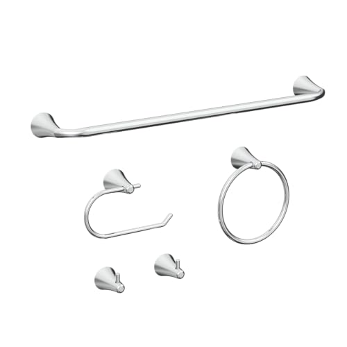 5-Piece Bathroom Set, Chrome Plated Towel Racks & Holder, Wall Mounted Toilet Paper Stand & Robe Hook for Modern Decor - color: Plated Chrome