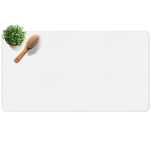 Premium Large Diatomite Stone Bath Mat, 30" x 17" White | Non-slip, Natural Diatomaceous Earth & Quick Drying for Bathroom Bathtub Floor - color: White, size: 30" x 17"