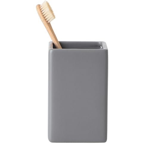 Grey Square Toothbrush Holders - Ceramic Toothbrush Holders for Bathrooms, Toothbrush Toothpaste Holders, Marble Bathroom Tumbler Cups Reusable Toothbrush Mouthwash Cup, Bathroom Counter Organizer - color: Grey, size: 1pcs