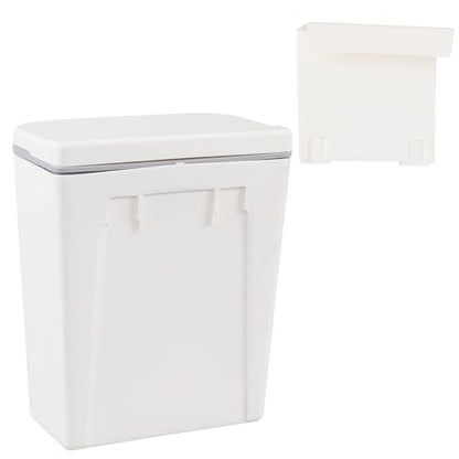 Xyskin 3.2 Gallon Hanging Trash Can with Lid, Kitchen Compost Bin | Wall Mounted Food Waste Bin, Counter Hanging Waste Bin, 12 L Space-Saving Design, White, Easy-Open Lid for Food Scraps
