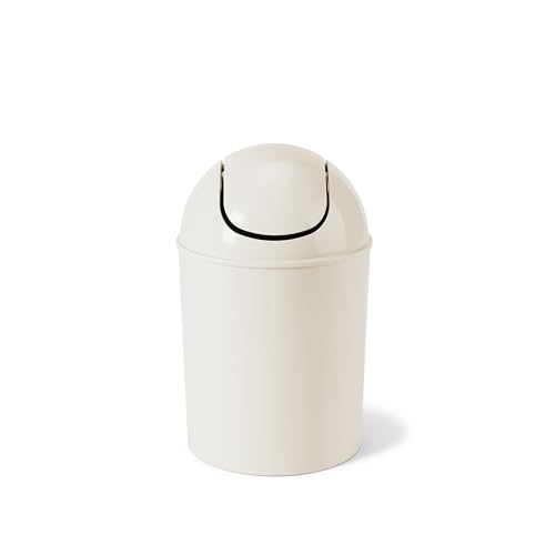 Umbra 1.25 Gallon Mini Waste Can with Removable Swing-Top Lid - Small Garbage Bin for Kitchen, Bathroom, Bedroom, Office - Compact Trash Can Fit Under Tables & Counters - Sand - color: Sand