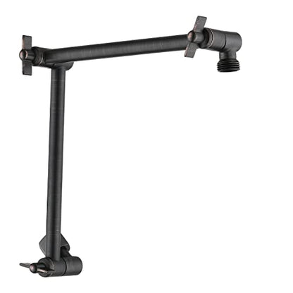 PDPBath Shower Extension Arm, 16" Upgrade Solid Brass Shower Head Extender, Adjustable Height Extended with G1/2 Universal Connection for Rain & Handheld Shower Head - Oil Rubbed Bronze - color: Oil Rubbed Bronze, style: 8 Inch + 8 Inch