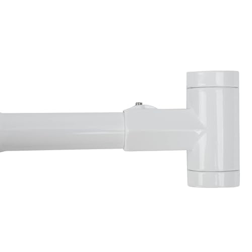 JS Jackson Supplies Single Curved Shower Rod, Metal Construction, Adjustable Between 36 to 61 Inches, Aluminum Rods and Zinc Mounting Hardware, Quality Modern Bathware, White Finish - color: White