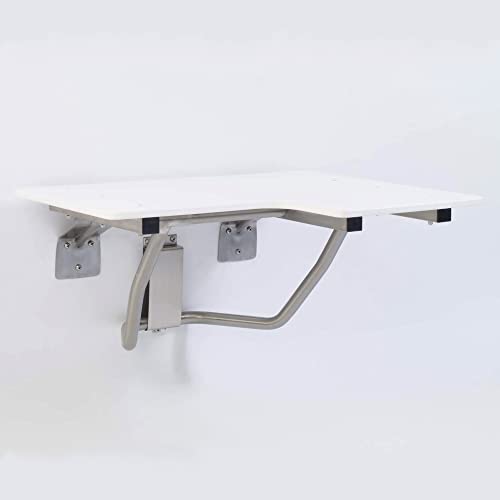Folding Shower Seat - ADA Wall Mount Bench for Inside Shower / Bathroom Safety Assist / 304 Stainless Steel / High Density HDP / Left / 28 x 21" - size: 28 Left