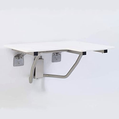 Folding Shower Seat - ADA Wall Mount Bench for Inside Shower / Bathroom Safety Assist / 304 Stainless Steel / High Density HDP / Left / 28 x 21" - size: 28 Left
