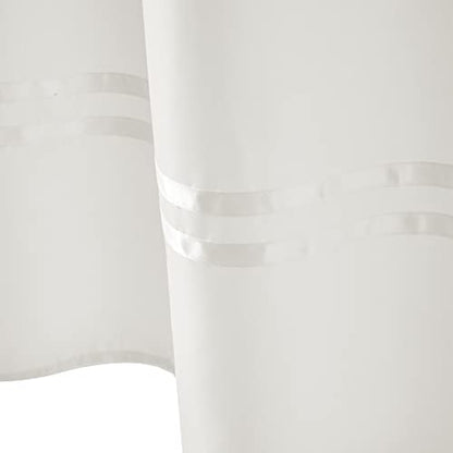 River Dream Stall Shower Curtain with Snap in Liner,No Hooks Needed Shower Curtain for Bathroom,Hotel Grade,Machine Washable,54" W×80" H,White,with White Stripe and Magnets - color: White Stripe, size: 54"W x 80"L (Pack of 1)