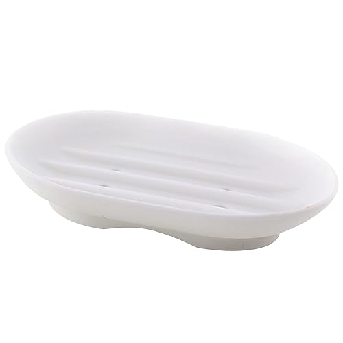 Flexible Silicone Soap Tray Soap Holder Self Draining Soap Saver for Shower Bathroom and Kitchen 2 Pack (Grey + White) Soap Saver White Soap Dish Soap Storage Non Slip Soap Tray Soap Dish for Shower