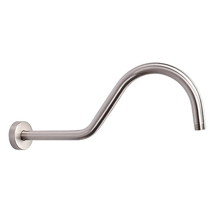 S Shaped Shower Arm, High Rise Shower Head Extension Pipe Standard 1/2" Connection with Flange, Awesome Shower Experience-Stainless Steel Bathroom Accessory(16 Inch J-S Shape, Brushed Nickel) - color: Brushed Nickel, style: 16" J Shape