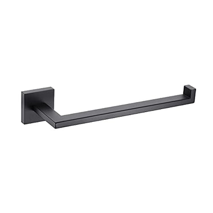 Miyili Matte Black Hand Towel Ring, Stainless Steel Bathroom Towel Holder Square Towel Holder Kitchen Towel Hanger Wall Mount, D06B - color: Matte Black