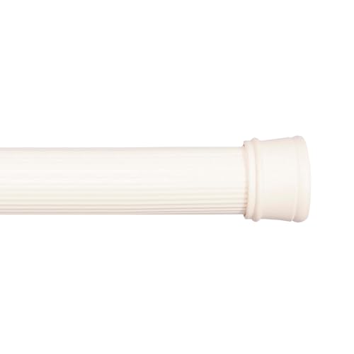 Kenney KN609L/87 Twist & Fit No Tools Spring Tension Standard Shower Curtain Rod with Non-Slip, Non-Scratch Ends, 42-72" Adjustable Length, Easy Install, Cream, 1" Diameter Rust Resistant Steel Tube - color: Alabaster